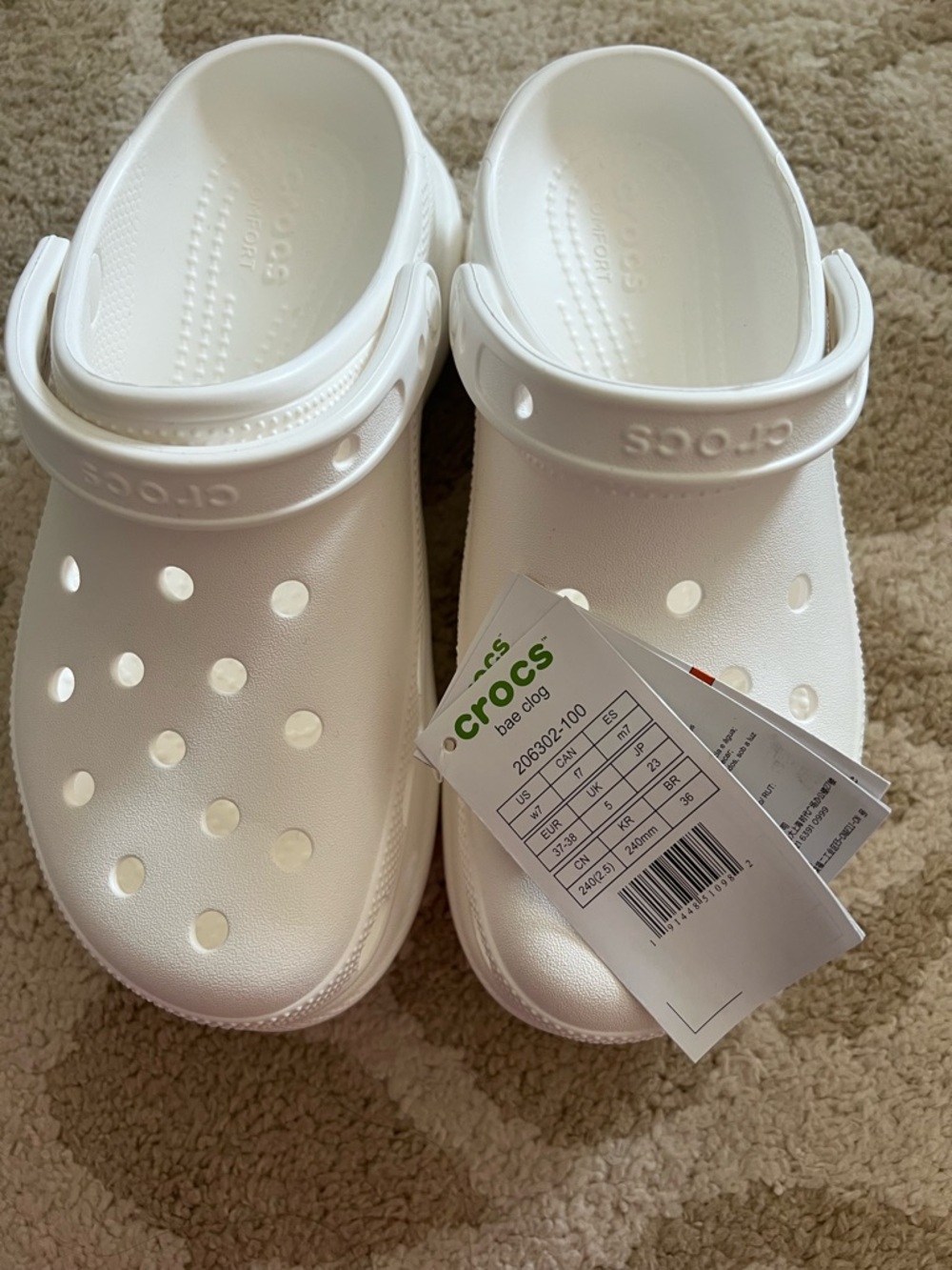 Crocs Bae Clogs white W 7 - Picture 3 of 4